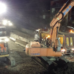 Demolizione edile notturna Napoli-Salerno: cavalcavia Autostrada A3 4