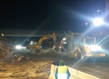 Demolizione edile notturna Napoli-Salerno: cavalcavia Autostrada A3 12