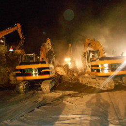 Demolizione edile notturna Napoli-Salerno: cavalcavia Autostrada A3 2