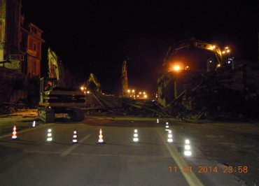 Demolizione edile notturna Napoli-Salerno: cavalcavia Autostrada A3 28